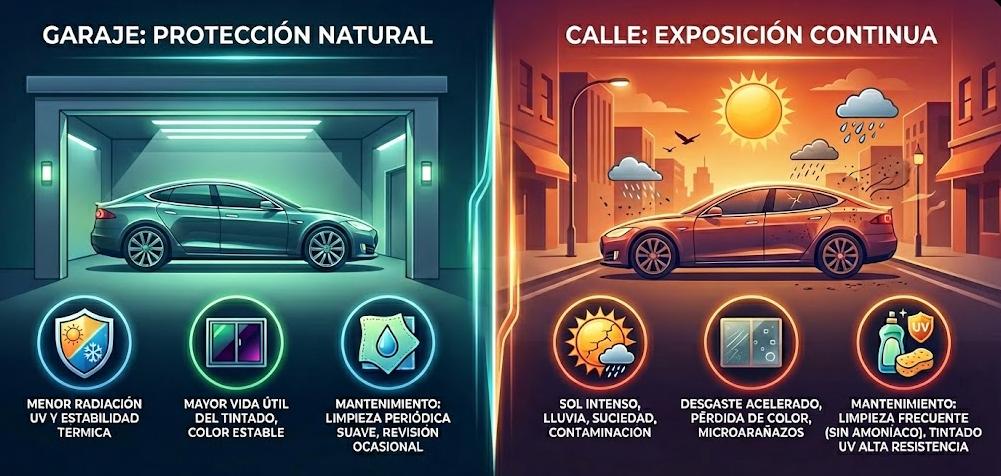 Coche con tintado de lunas profesional y homologado realizado en el taller Centro Lámina en León, España, para protección solar y privacidad.